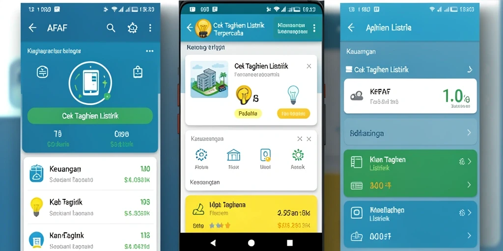Antarmuka aplikasi AFAF untuk cek tagihan listrik yang informatif.