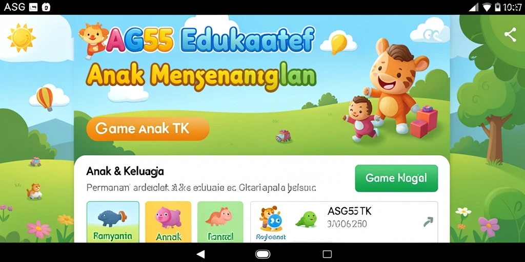 Tampilan antarmuka menyenangkan untuk Game Anak TK ASG55.
