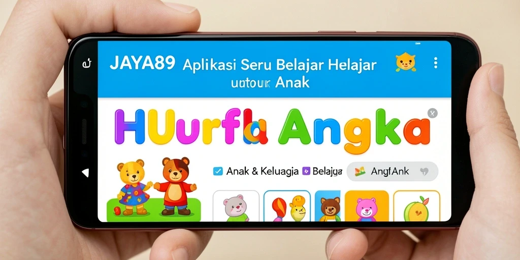 Antarmuka JAYA89 yang ceria dan interaktif untuk belajar huruf dan angka.