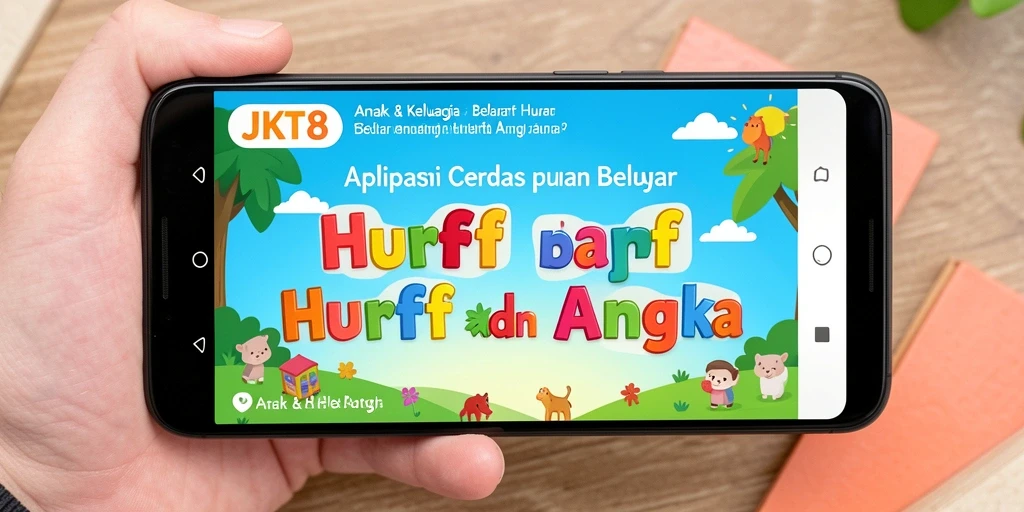 Antarmuka aplikasi JKT8 yang interaktif dan ramah anak.