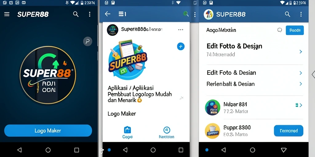 Antarmuka aplikasi SUPER88 untuk membuat logo yang menarik dan kreatif.