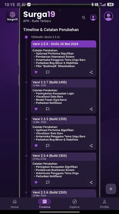 Riwayat Versi Terbaru Aplikasi Surga19 untuk Android